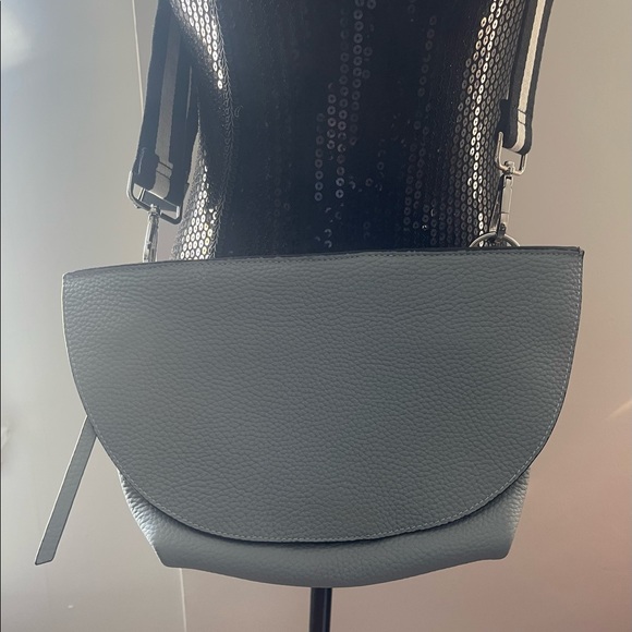 Christopher Kon Grey Pebbled Crossbody Leather Bag - Picture 2 of 16